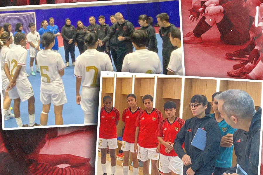 Timnas futsal putri Indonesia menjalani pemusatan latihan di Bahrain sebagai persiapan Kualifikasi Piala Asia Futsal Wanita 2025, Desember 2024. (Foto: FFI/Grafis: Jovi Arnanda/Skor.id)