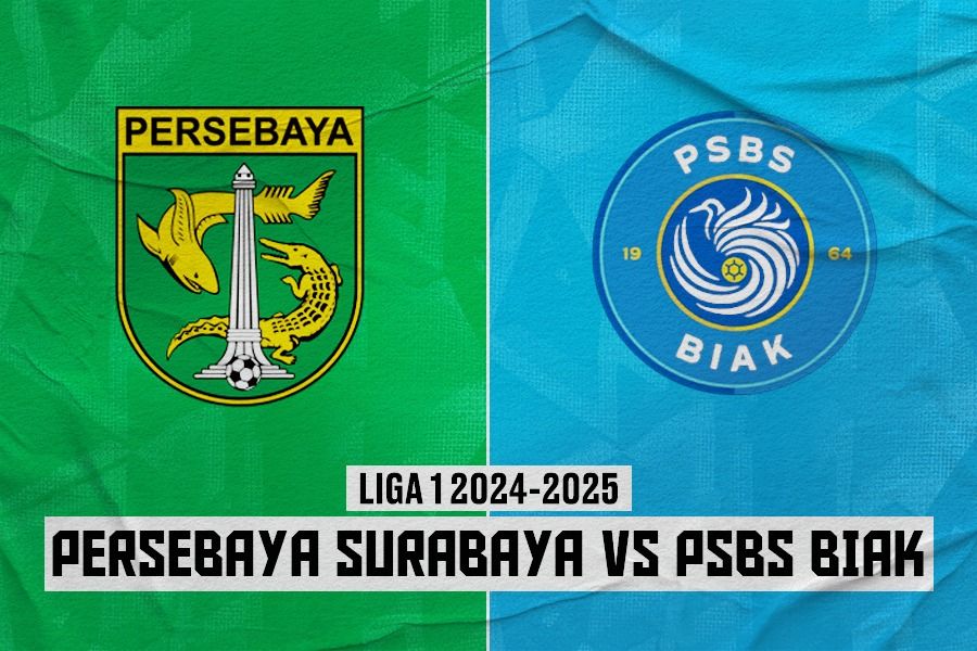 Persebaya Surabaya vs PSBS Biak di pekan ke-23 Liga 1 2024-2025 pada 15 Februari 2025. (Rahmat Ari Hidayat/Skor.id)