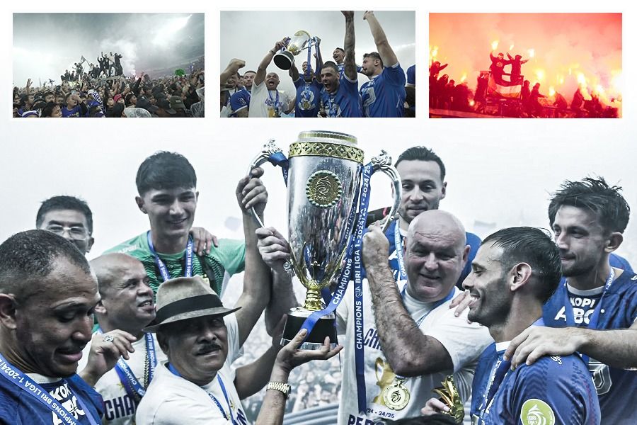 Parade foto Persib Bandung merayakan keberhasilan menjuarai Liga 1 2024-2025 di Stadion Gelora Bandung Lautan Api, Bandung, 24 Mei 2025. (Foto: Yogie Gandanaya/Grafis: Yudhy Kurniawan/Skor.id)