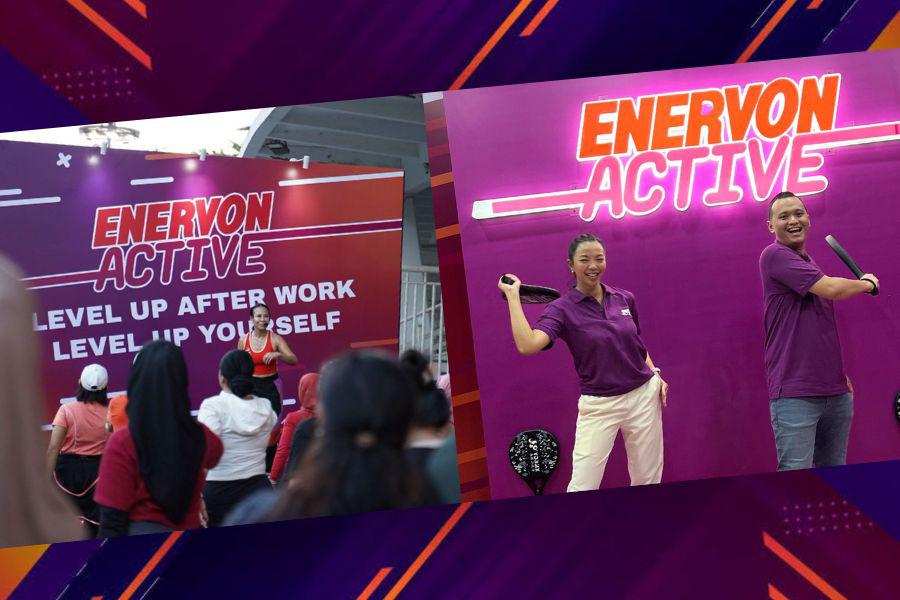 Gerakan berolahraga setelah usai bekerja digaungkan Enervon Active dalam agenda bertajuk Level Up After Work with Enervon Active di Gelora Bung Karno, Jakarta, 16 Juni 2025. (Yudhy Kurniawan/Skor.id)