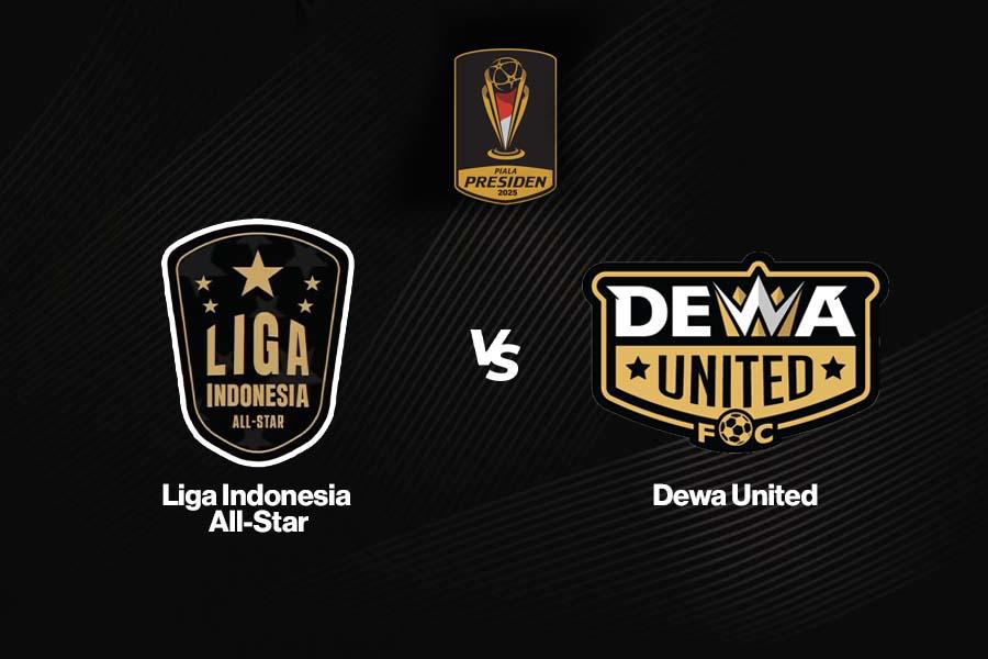 Liga Indonesia All Star vs Dewa United FC di perebutan peringkat ketiga Piala Presiden 2025 pada 12 Juli 2025. (Deni Sulaeman/Skor.id)