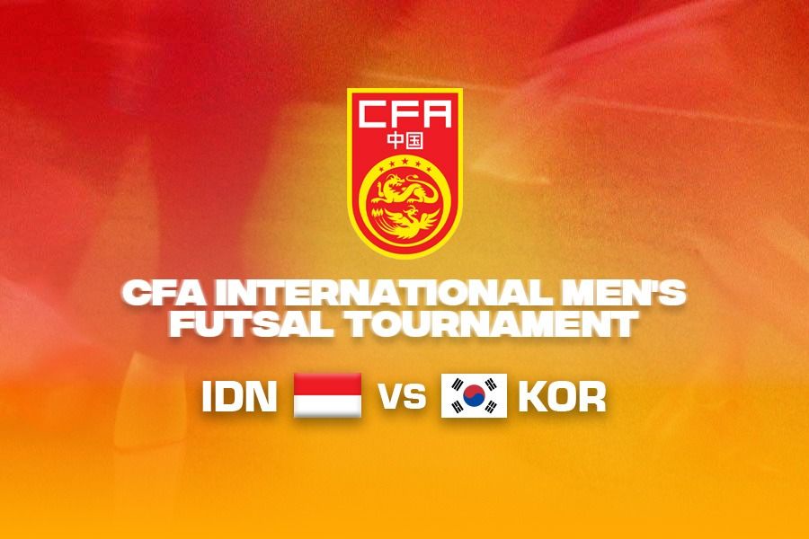 Timnas futsal Indonesia vs Timnas futsal Korea Selatan atau Indonesia vs Korea Selatan dalam semifinal CFA International Men's Futsal Tournament di Cina pada 9 September 2025. (Kevin Bagus Prinusa/Skor.id)