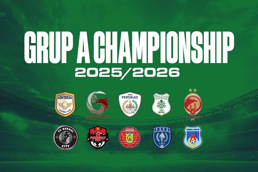 Kompetisi sepak bola kasta kedua di Indonesia atau Championship 2025-2026 untuk Grup A. (Deni Sulaeman/Skor.id)