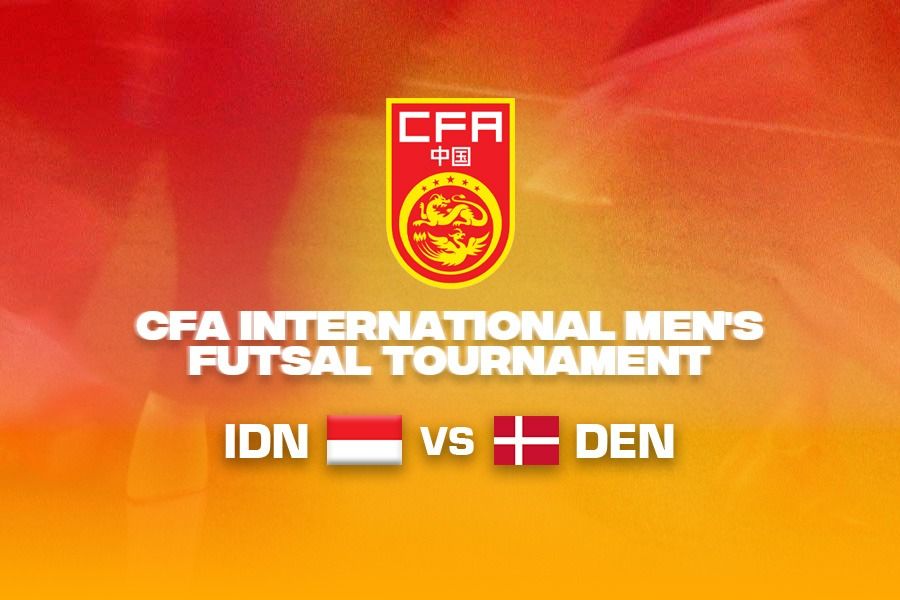 Timnas futsal Indonesia vs Timnas futsal Denmark atau Indonesia vs Denmark dalam final CFA International Men's Futsal Tournament di Cina pada 11 September 2025. (Kevin Bagus Prinusa/Skor.id)