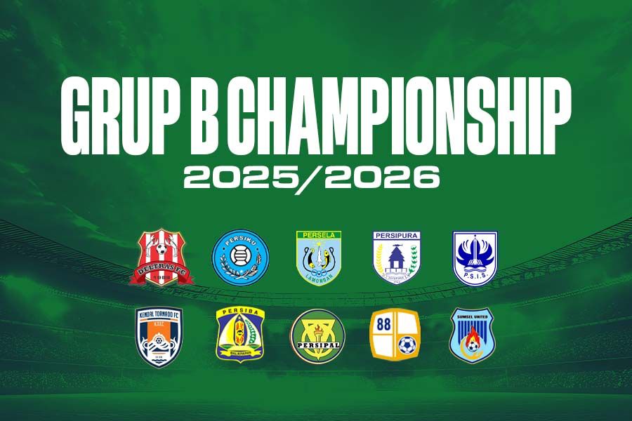 Kompetisi sepak bola kasta kedua di Indonesia atau Championship 2025-2026 untuk Grup B. (Deni Sulaeman/Skor.id)