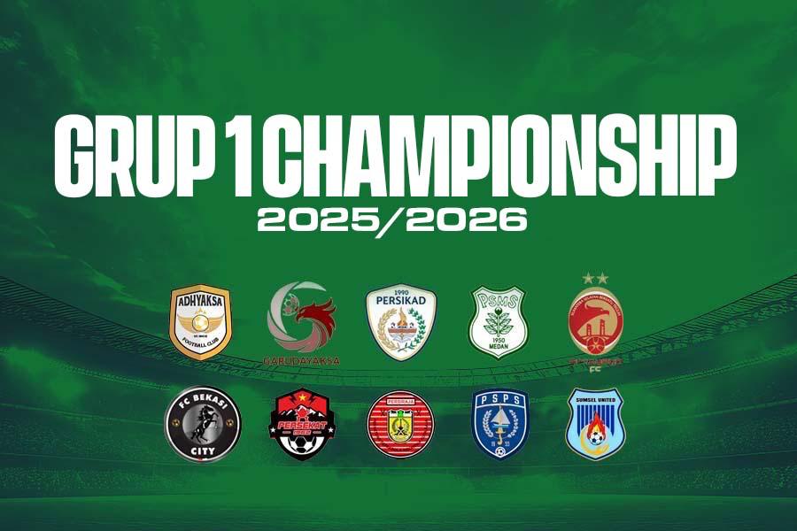 Kompetisi sepak bola kasta kedua di Indonesia atau Championship 2025-2026 untuk Grup 1. (Deni Sulaeman/Skor.id)