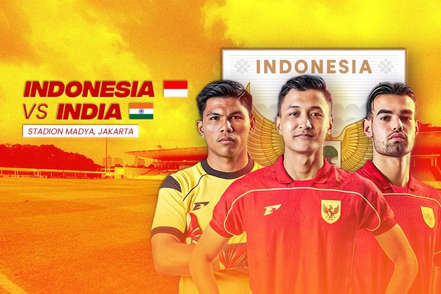 Timnas U-23 Indonesia vs Timnas U-23 India atau Indonesia vs India pada laga uji coba internasional di Stadion Madya, Jakarta, pada 10 dan 13 Oktober 2025. (Kevin Bagus Prinusa/Skor.id)