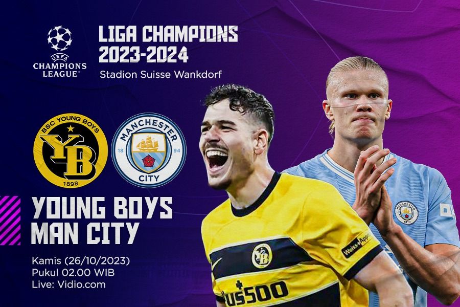 Pertandingan Liga Champions 2023-2024 mempertemukan Young Boys vs Manchester City. (Dede Sopatal Mauladi/Skor.id)