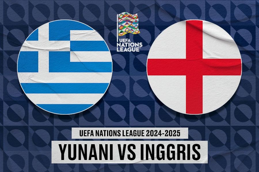 Laga Yunani vs Inggris di UEFA Nations League 2024-2025 akan digelar pada Jumat (15/11/2024) pukul 02.45 WIB. (Yusuf/Skor.id).