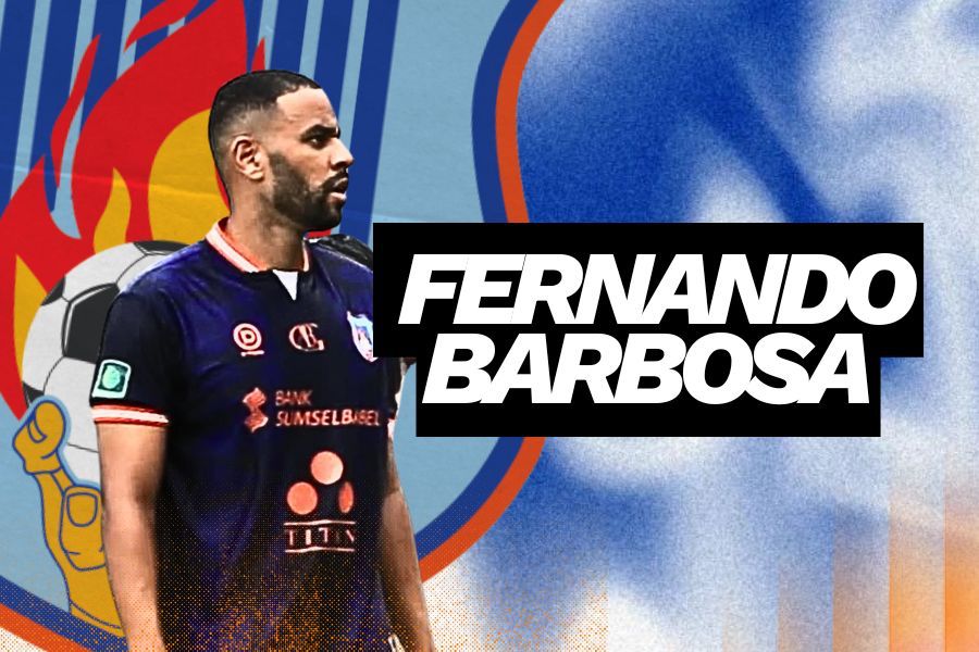 Fernando Barbosa, bek asal Brasil yang membela Sumsel United pada Championship 2025-2026. (Foto: Instagram Fernando Barbosa/Graifs: Deni Sulaeman/Skor.id)