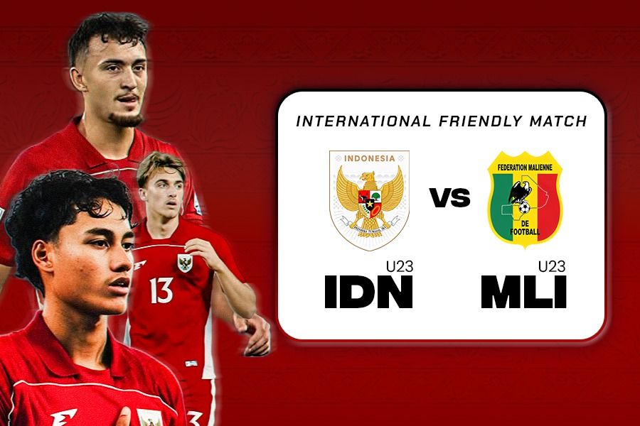 Timnas U-23 Indonesia vs Timnas U-23 Mali atau Indonesia U-23 vs Mali U-23 dalam laga uji coba di Stadion Pakansari, Bogor, pada 15 dan 18 November 2025. (Kevin Bagus Prinusa/Skor.id)