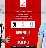 Link Live Streaming Juventus vs Malmo di Liga Champions