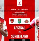 Link Live Streaming Arsenal vs Sunderland di Piala Liga Inggris