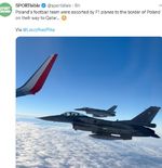 FOTO: Tim Nasional Polandia Terbang ke Qatar dengan Pengawalan Dua Jet F-16