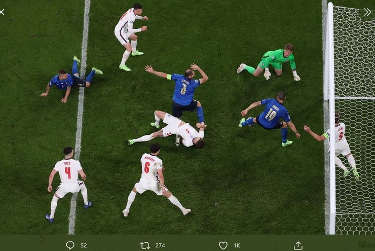 Hasil Final Euro 2020 - Italia vs Inggris: Leonardo Bonucci Paksa Laga Dilanjutkan dengan Extra Time