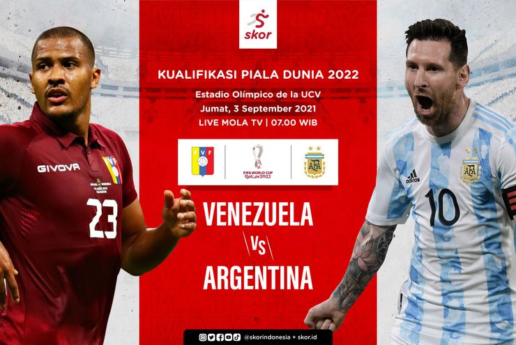 Link Live Streaming Venezuela vs Argentina di Kualifikasi Piala Dunia 2022