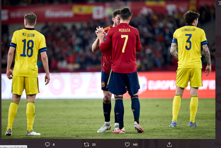 Hasil Spanyol vs Swedia: Gol Morata Antar Spanyol ke Qatar 2022