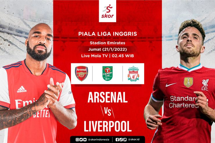 Link Live Streaming Arsenal vs Liverpool di Piala Liga Inggris