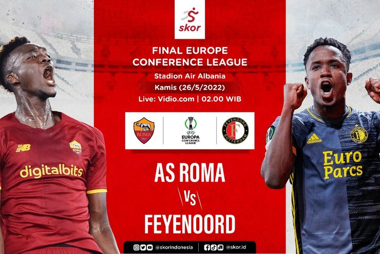Link Live Streaming AS Roma vs Feyenoord di Europa Conference League