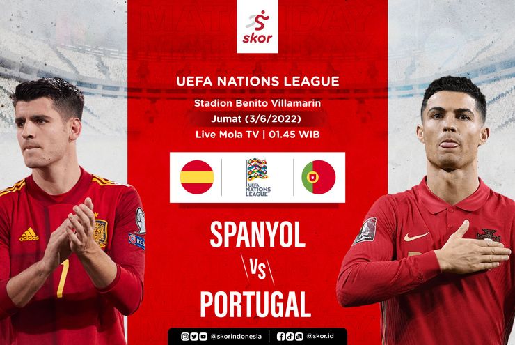 Link Live Streaming Spanyol vs Portugal di UEFA Nations League