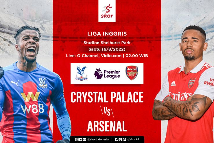 Link Live Streaming Crystal Palace vs Arsenal di Liga Inggris 2022-2023