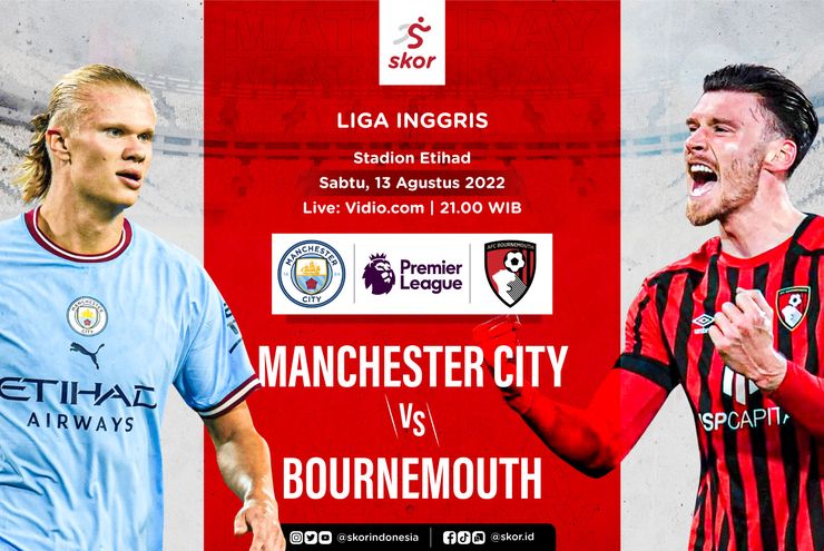 Link Live Streaming Manchester City vs Bournemouth di Liga Inggris 2022-2023