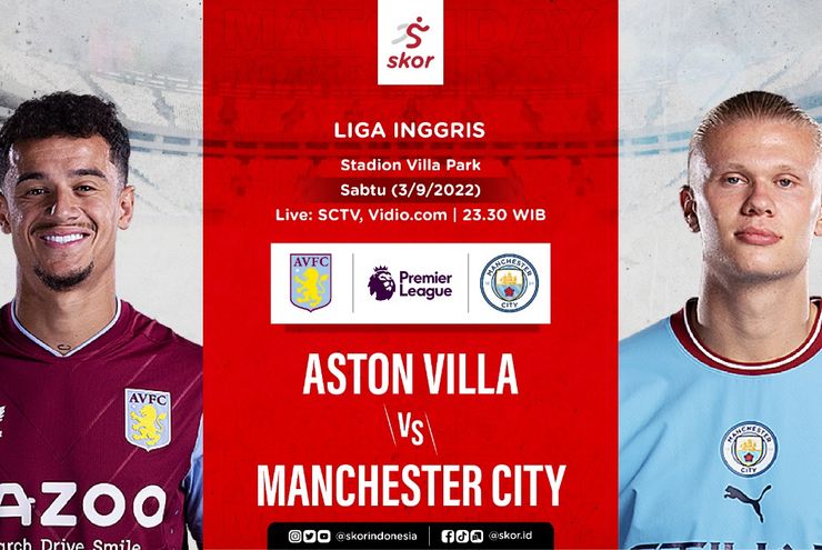 Link Live Streaming Aston Villa vs Manchester City di Liga Inggris 2022-2023