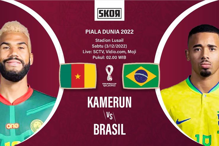 Piala Dunia 2022: Head to Head Antarlini Kamerun vs Brasil
