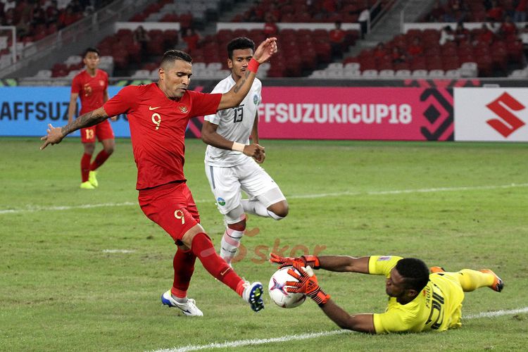 Alberto Goncalves saat memperkuat timnas Indonesia melawan Timor Leste dalam ajang Piala AFF 2018.