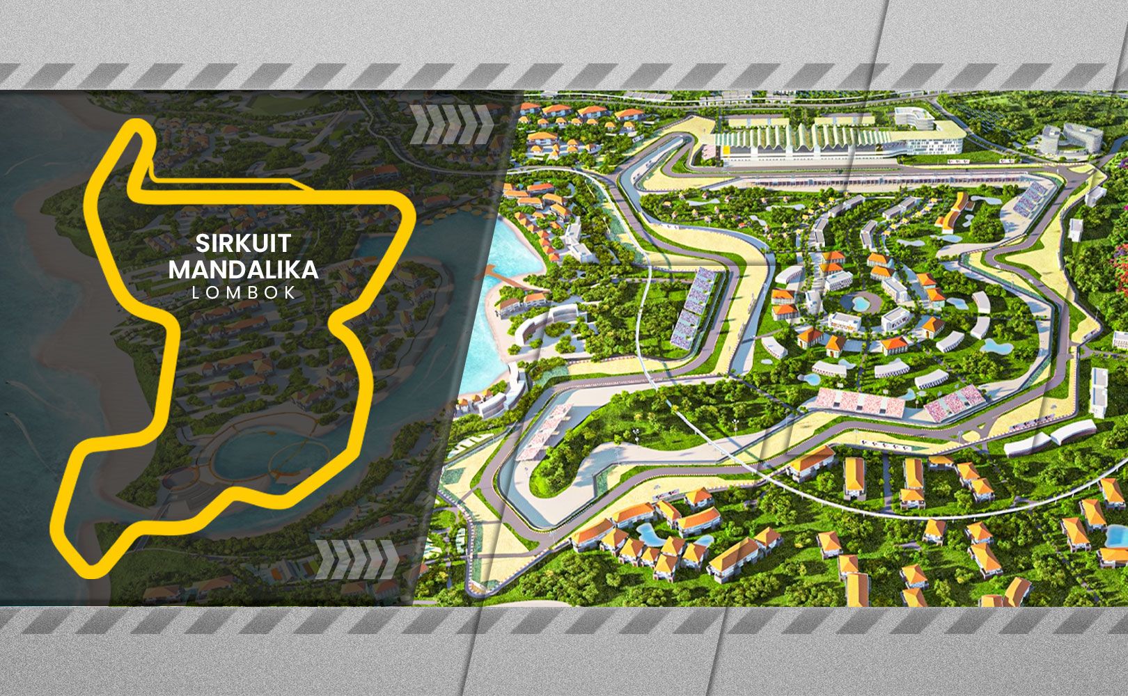 Desain Sirkuit Mandalika di Lombok, NTB, yang akan masuk kalender balap MotoGP pada 2021.
