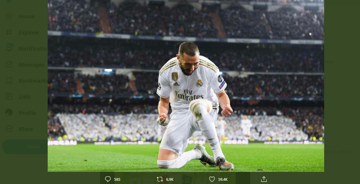 Striker Real Madrid, Karim Benzema, selalu jadi pilihan utama di lini serang tim. 