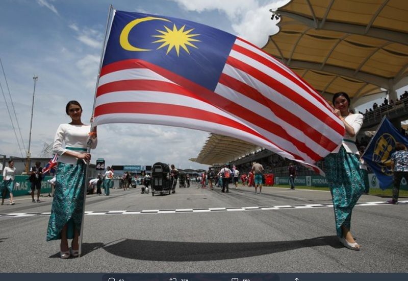 Cuitan akun twitter Formula 1 pada 7 April 2017 soal balapan terakhir F1 di Sirkuit Sepang, Malaysia.