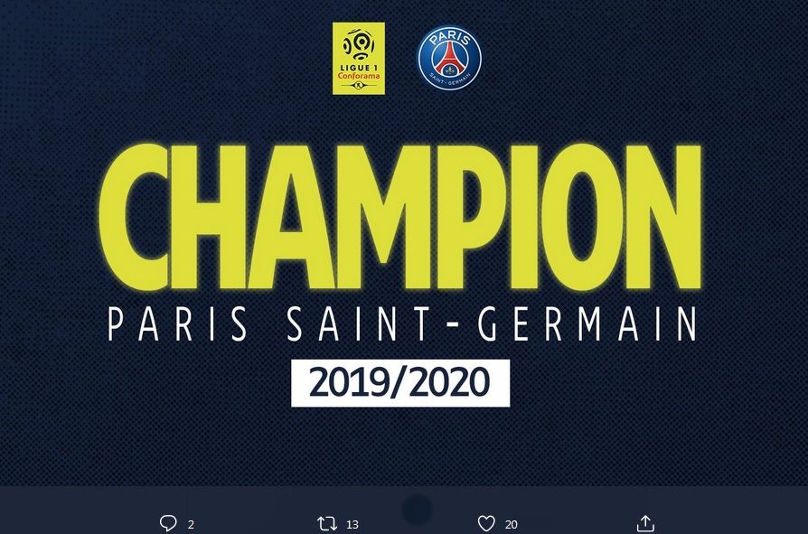 PSG menjadi juara Liga Prancis 2019-2020.