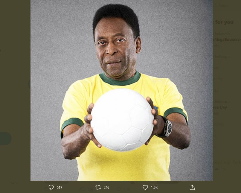 Pele, mantan pesepak bola Brasil yang merupakan legenda sepak bola dunia.