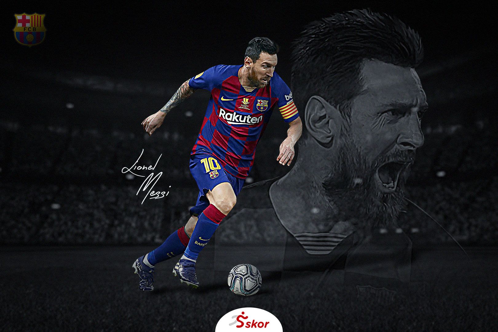 Cover artikel Lionel Messi berseragam Barcelona.