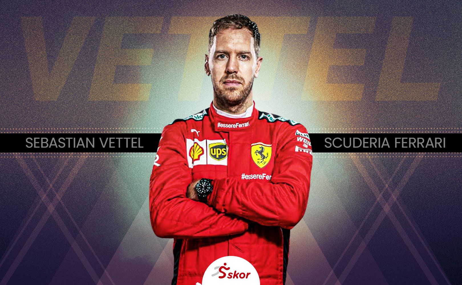 Sebastian Vettel, segera dilepas Ferrari. (Grafis: M. Yusuf/Skor.id)