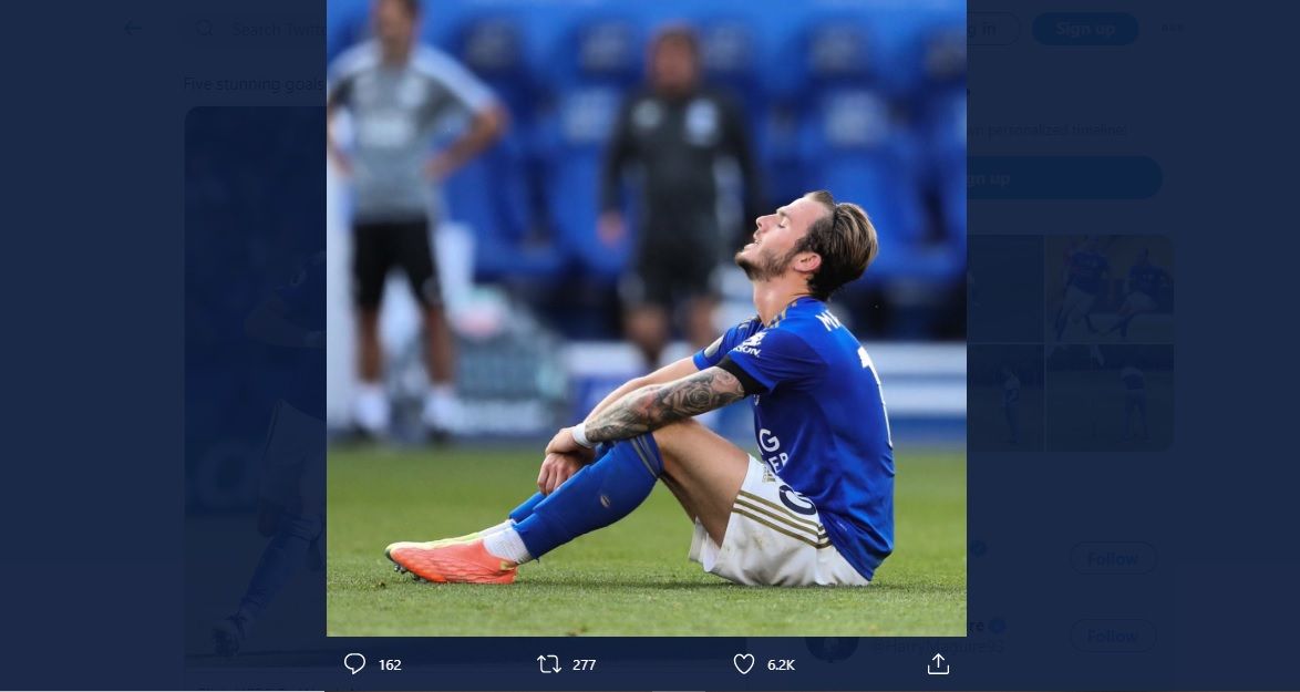 James Maddison terpaksa melewatkan pertandingan terakhir Leicester City melawan MU di Liga Inggris 2019/20 karena baru operasi otot tendon.