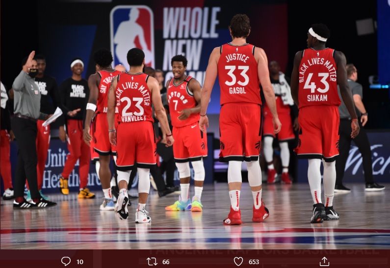 Toronto Raptors meraih kemenangan ketiganya di NBA Bubble setelah mengalahkan Orlando Magic, 109-99, pada 5 Agustus 2020.