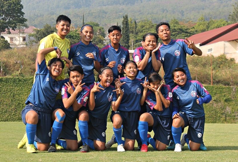 Tim Ongis Kodew, julukan Arema FC Putri, saat tampil pada Liga 1 2019.