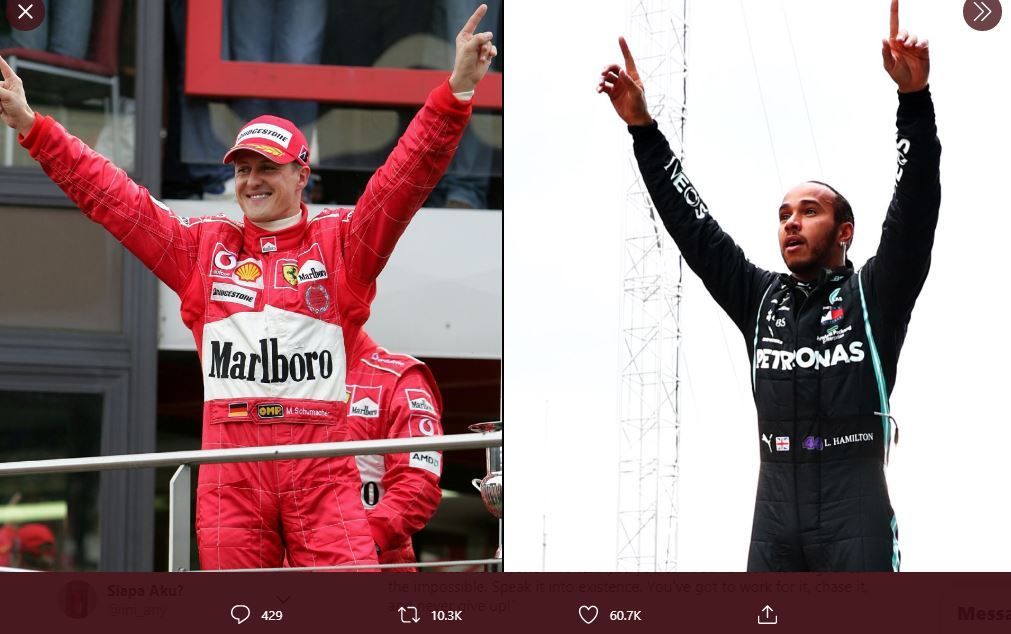 Lewis Hamilton (kanan) menyamai rekor juara dunia F1 tujuh kali milik Michael Schumacher di GP Turki 2020, Minggu (15/11/2020).