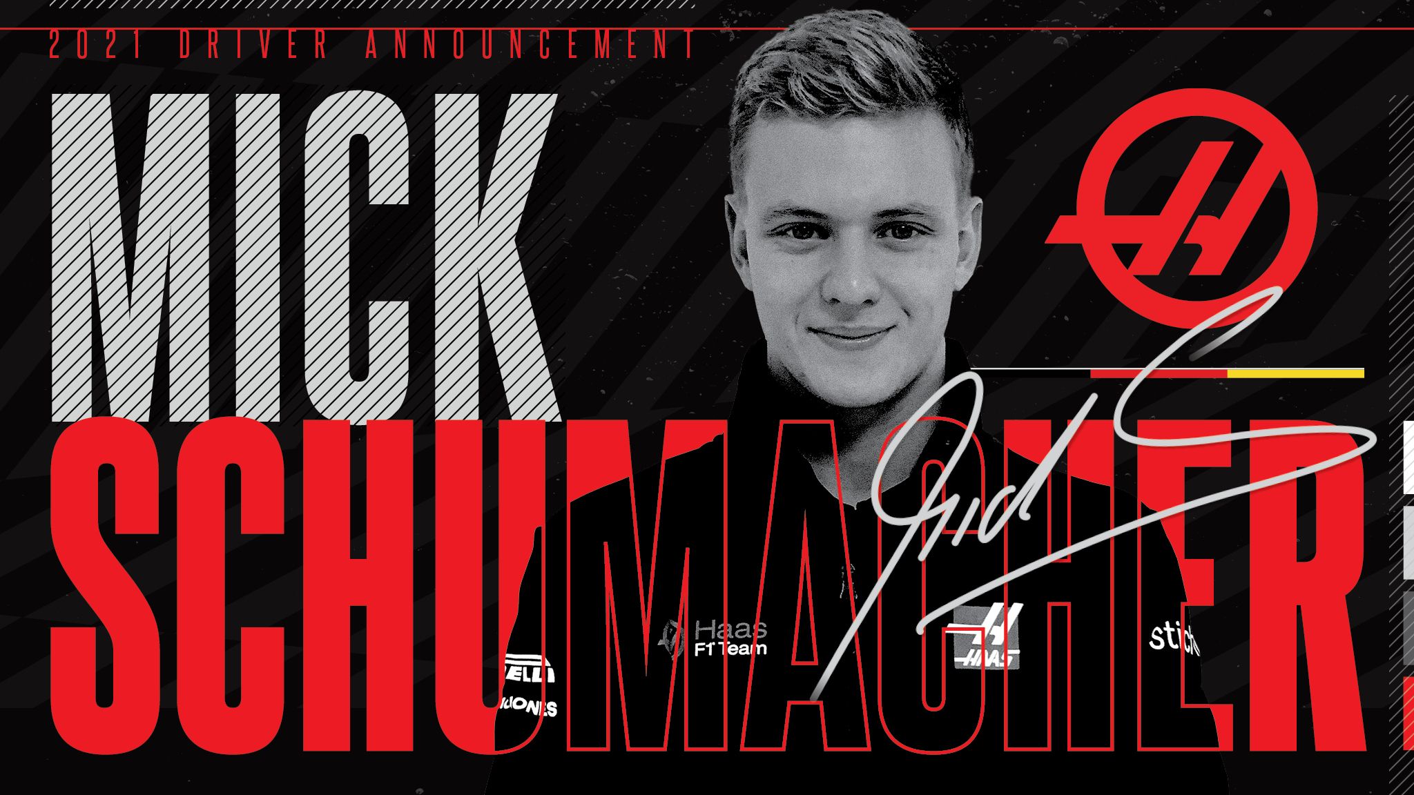 Poster perkenalan Mick Schumacher sebagai pembalap Haas F1 untuk musim 2021