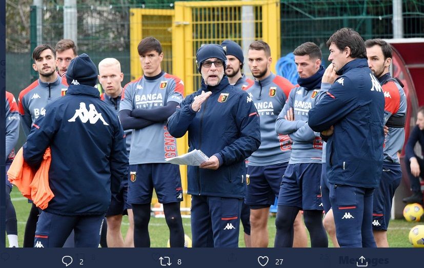 Davide Ballardini langsung memimpin skuatnya berlatih setelah diangkat sebagai pelatih baru Genoa, Senin (21/12/2020).