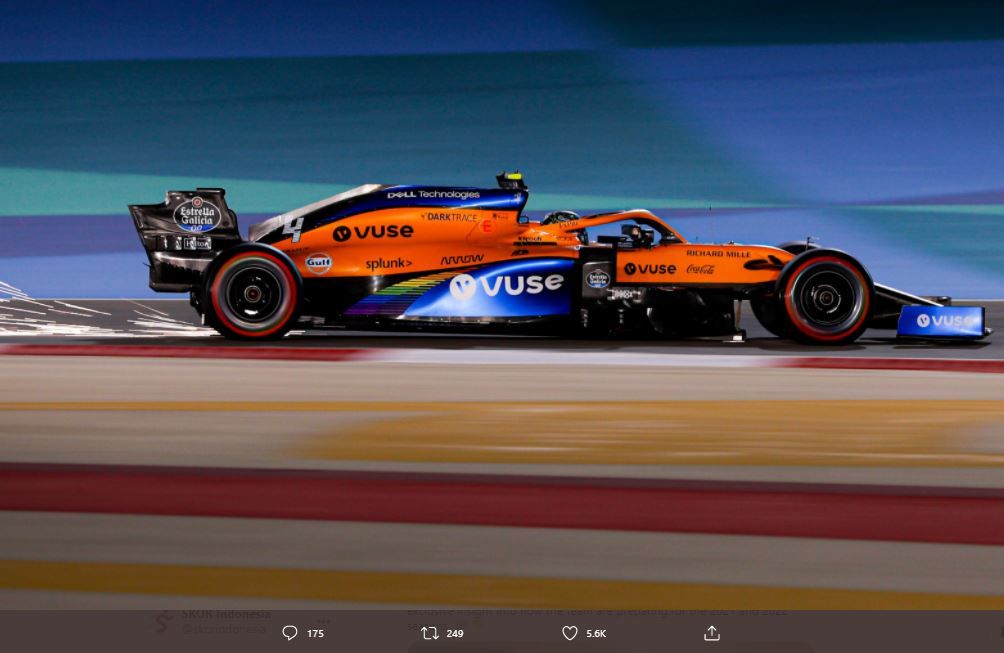 Mobil McLaren yang dikendarai Lando Norris pada Formula 1 2020