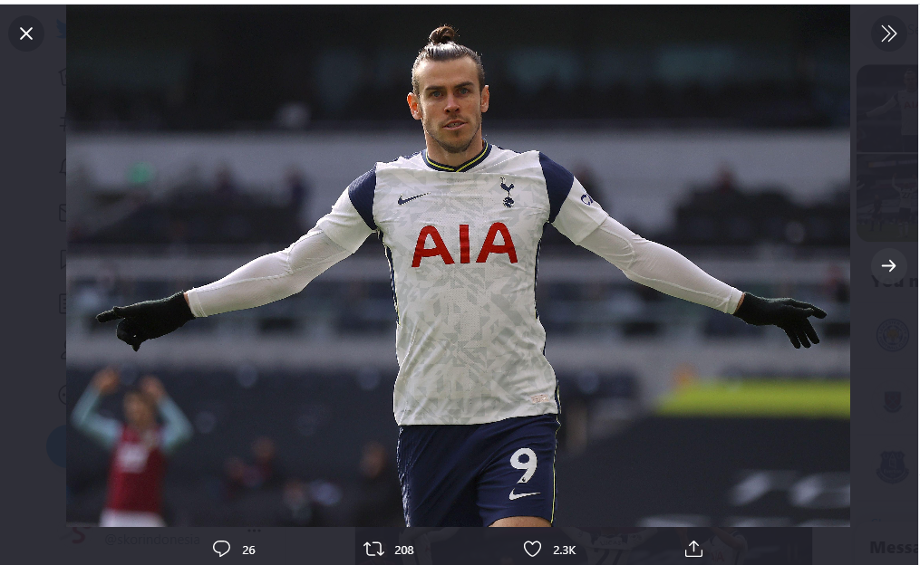Winger Tottenham Hotspur, Gareth Bale tampil luar biasa dalam kemenangan 4-0 timnya atas Burnley, Minggu (28/2/2021).