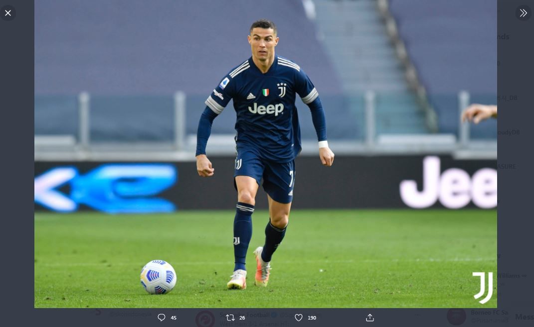 Penyerang Juventus, Cristiano Ronaldo, gagal membobol gawang Benevento di Liga Italia.