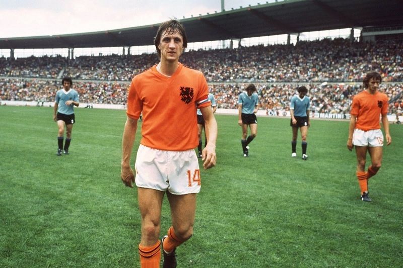 Johan Cruyff semasa aktif bermain dengan timnas Belanda pada Piala Dunia 1974.