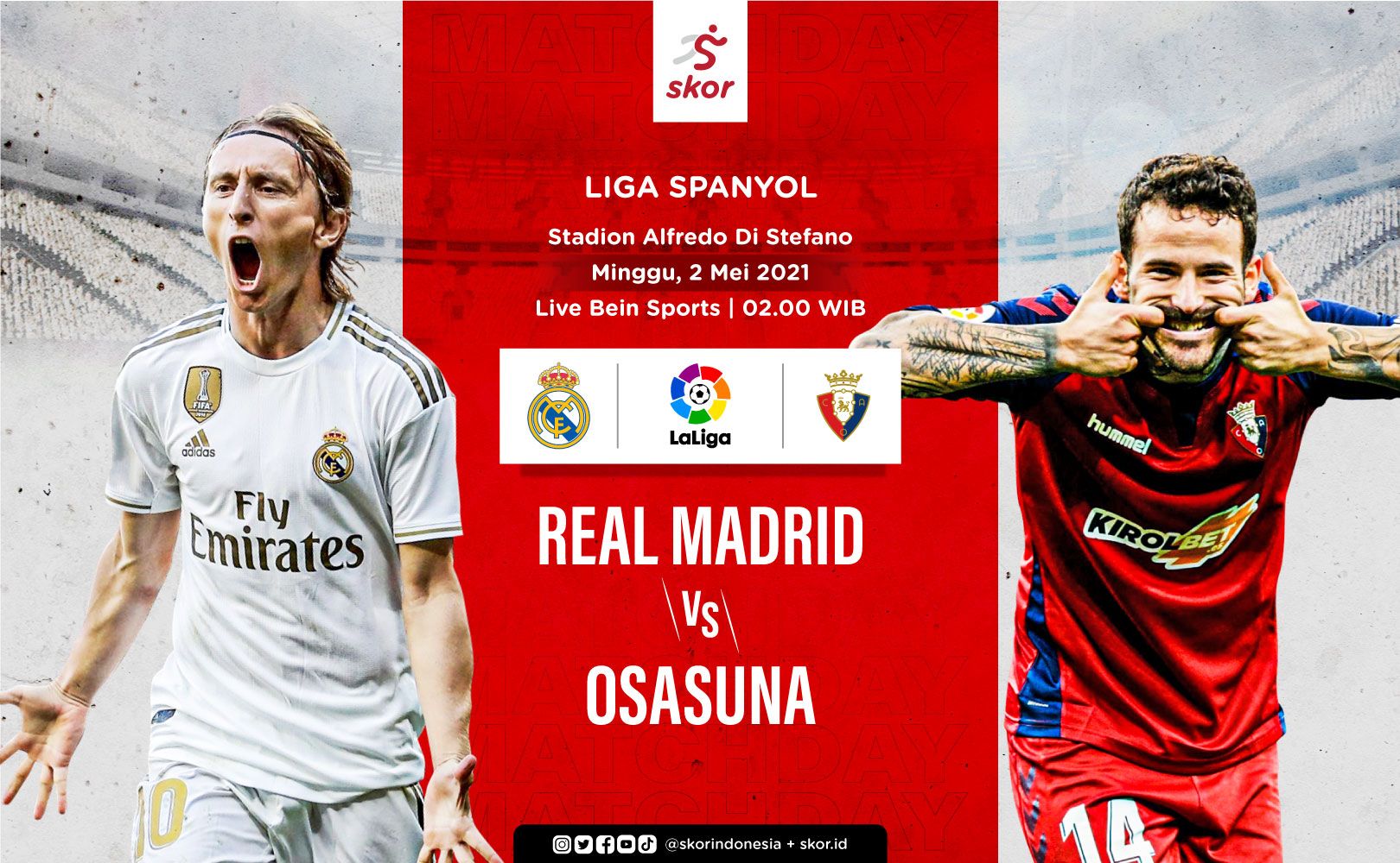 Link live streaming Liga Spanyol, Real Madrid vs Osasuna.