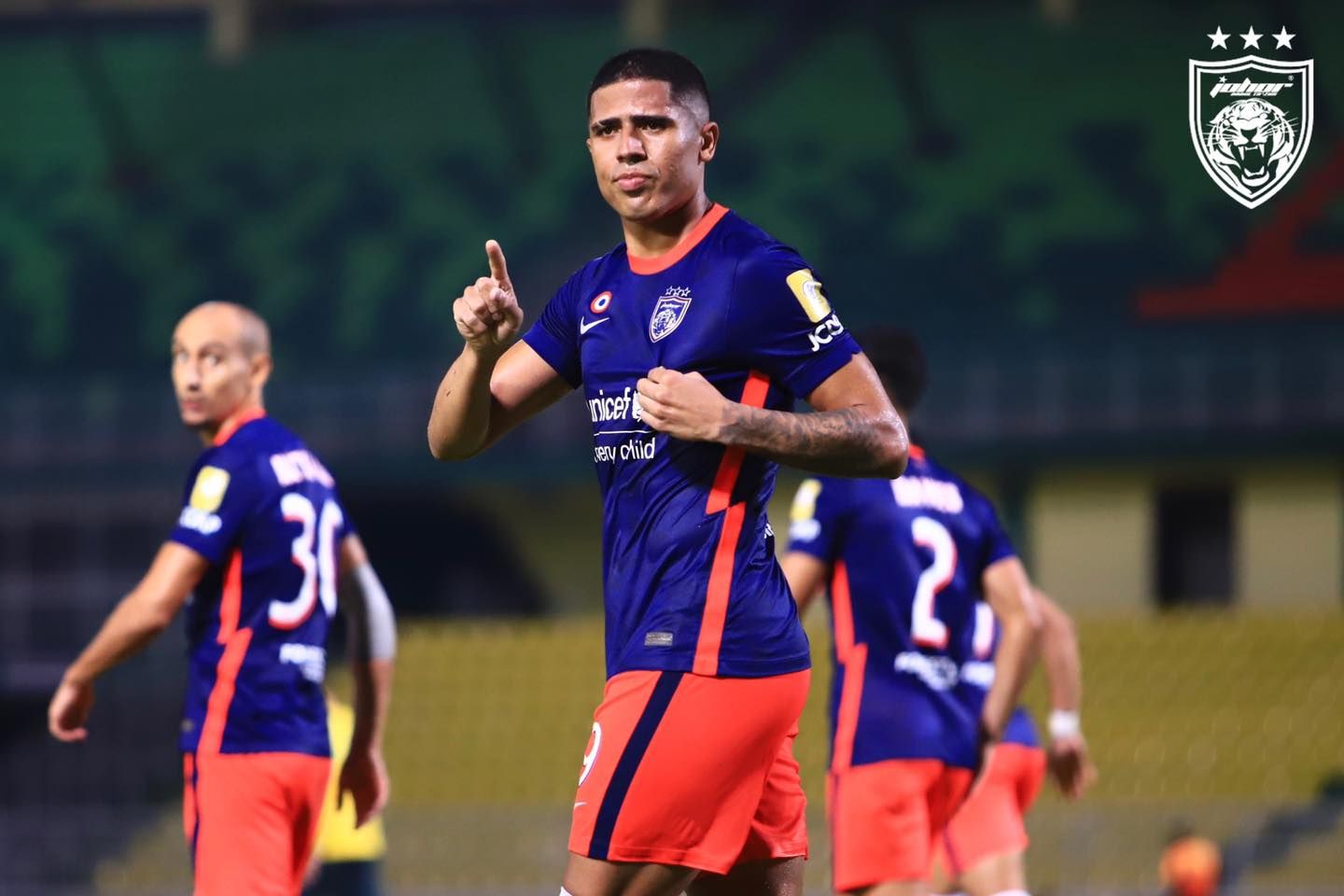 Selebrasi striker asing Johor Darul Takzim asal Brasil, Bergson da Silva seusai membobol gawang tuan rumah Kedah Darul Aman FC dalam laga ke-12 Liga Super Malaysia 2021, 4 Mei 2021.
