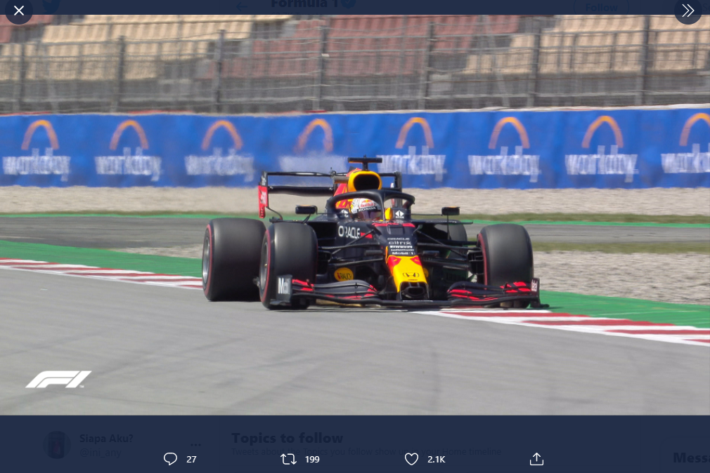 Penampilan Max Verstappen (Red Bull Racing) dalam sesi FP3 F1 GP Spanyol 2021, Sabtu (8/5/2021).