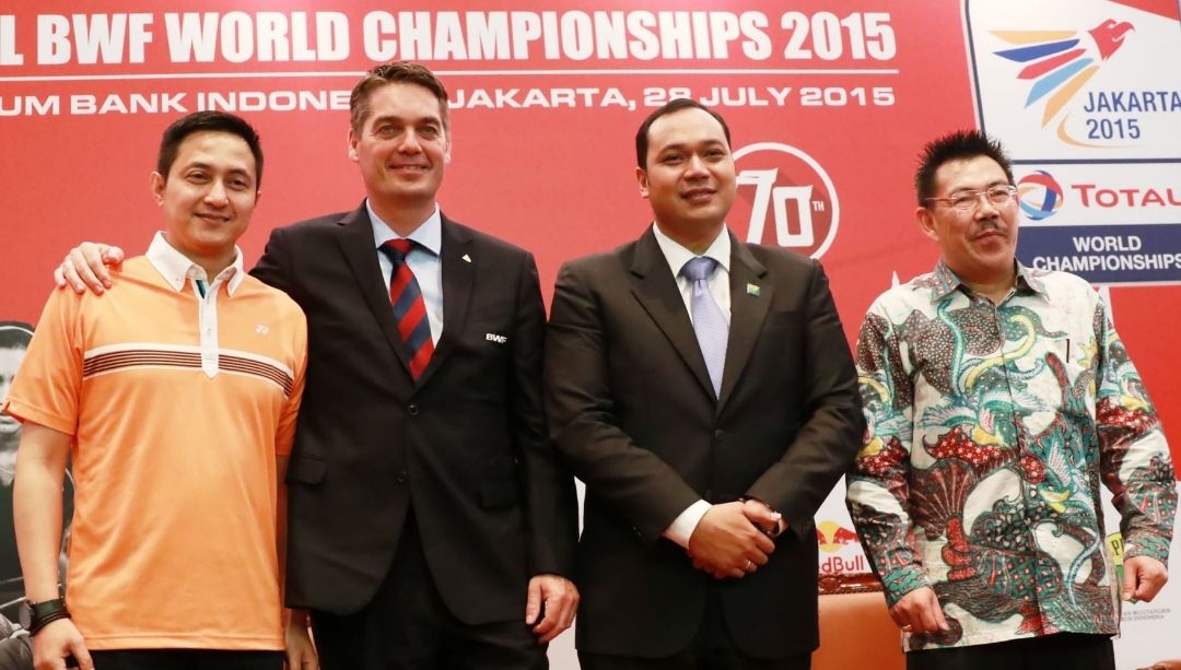 Kiri-kanan: Ricky Subagdja, Poul-Erik Hoyer (Presiden BWF), Anton Subowo (Presiden Badminton Asia), dan Bambang Roedyanto (Dewan BWF).